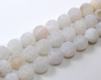 Pearl agate eflorescence 8 mm white set of 5
