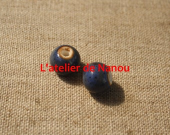 ceramic bead handmade ultramarine blue 12mm
