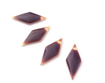 4 sequins enamelled purple diamond, 20mm enamel bifaces / double-sided