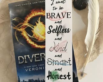 Divergent Bookmark, Insurgent Bookmark, Allegiant Bookmark, Fourtris Bookmark, Dauntless Bookmark, Quote Bookmark, Bookworm Bookmark