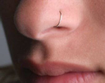Dainty and Snug 22 gauge solid sterling silver nose ring hoop- Ring Nose Stud Helix Ring Earlobe Earring silver nose ring
