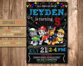 Paw Patrol, Paw Patrol Invitation, Paw Patrol Birthday, Paw Patrol Party, Paw Patrol Birthday Invitation, Paw Patrol Boy Invitation