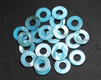 10pc - circles Pearl 15mm blue Turquoise 4558550021496 Donuts