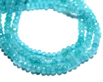 30pc - beads - faceted Rondelle 4x2mm Turquoise Blue Jade - stone 8741140008076