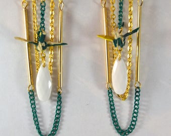 Origami Cranes Kinkaku - ji金閣寺 gold plated earrings.