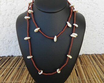 Necklace ethnic necklace African beads and cowries