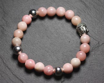 Bracelet En Argent 925 Et Pierre Semi-précieuse – Rhodonite 8mm, Fait Main En France, Style Naturel