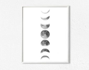 Moon Wall Art moon phases wall art | etsy Moon Wall Art moon phases wall art | etsy