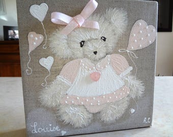 Table bear girl nursery decor.