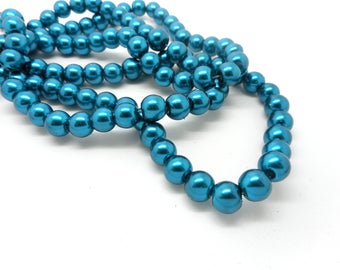 Set of 20 8 mm teal glass beads