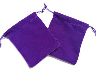 2 Velvet bags Purple Dice Bag Jewelry Pouch Bag Velveteen Drawstring Gift bags 5x4 inch Good Quality
