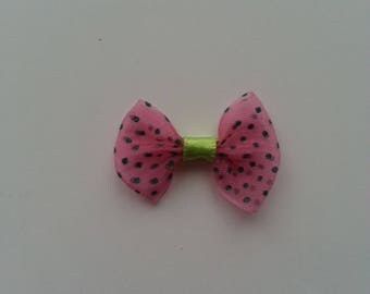 noeud en voile rose à pois vert 35*23mm