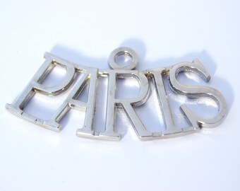 VERY LARGE LETTERS PARIS METAL PENDANT SILVER