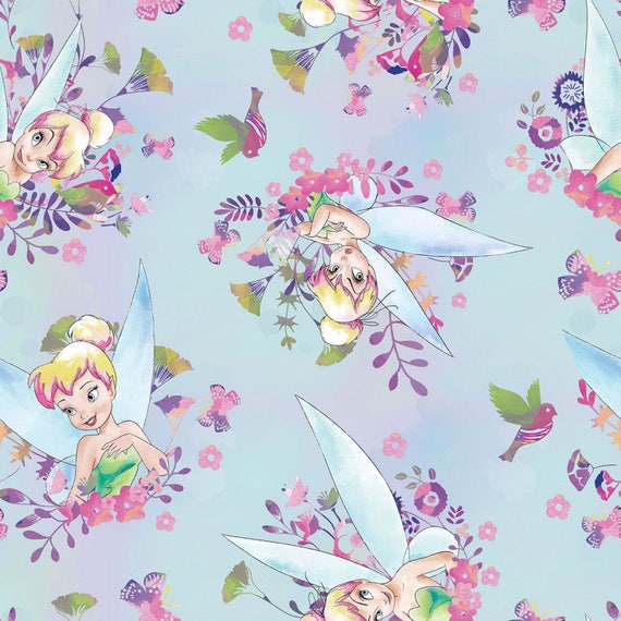 TINKERBELL Fabric by the Yard DISNEY FAIRY Fabric Purple and