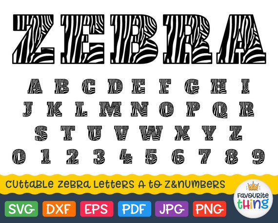 Download Zebra font Svg Zebra Letters Svg Zebra Numbers A-Z 0-9 vinyl