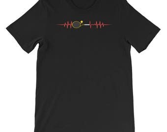 Racquet Heartbeat Tennis Player Lover Novelty Unisex short sleeve t-shirt