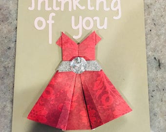 Thinking Of You Origami dress card