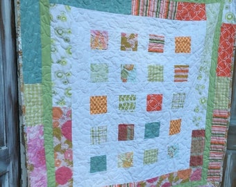 CRAZY SALE- Upcycled Baby Quilt-Beauty in the Randomness-Reversible