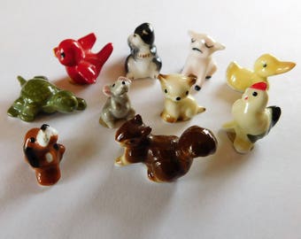 Vintage Baby Animal Miniatures Bone China Bug House Japan Lot of 10