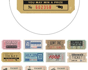 Old Ticket Washi Tape • Vintage Movie Ticket Washi Tape • Admit One Ticket