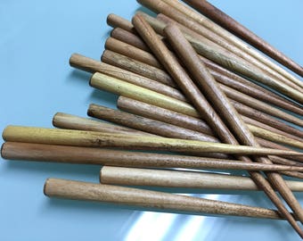10 pieces (5 pairs) of LIGHT BROWN Stained Wood Hair Stick -- 6 inches long