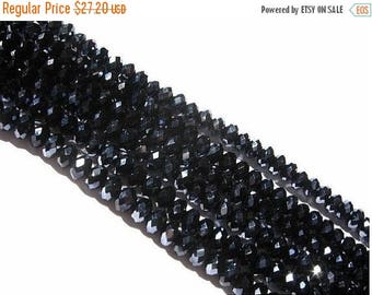 50% Off Sale Sparkling Mystic Black Quartz Micro Faceted Rondelles 4mm Full 14 inches Finest Quality Wholesale Price Black Beads