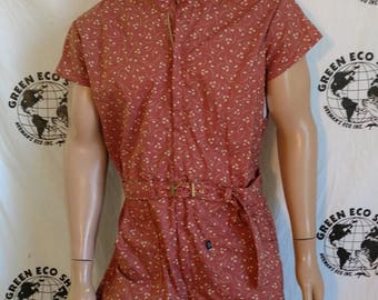Mens Romper shorts 42 L leaves print Anna Herman USA jumpsuit cotton