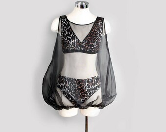 60's Leopard Sheer Bubble Naughty Nightie Suit