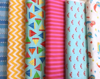 6 FQ Sea and Sun Bundle, Ann Kelle for Robert Kaufman Quilitng Cotton