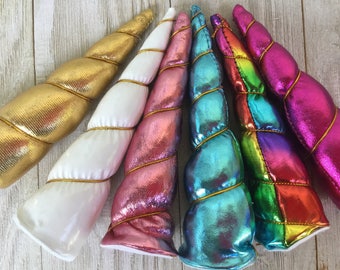 NEW--UNICORN HORNS-Indvidual or set of 5: gold, hot pink, light pink, blue rainbow or white