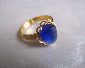 Cobalt Blue Sea Glass - Beach Glass Ring - Sea Glass Ring - Beach Glass Jewelry - Ocean Jewelry Gifts of the Sea - Pure Sea Glass