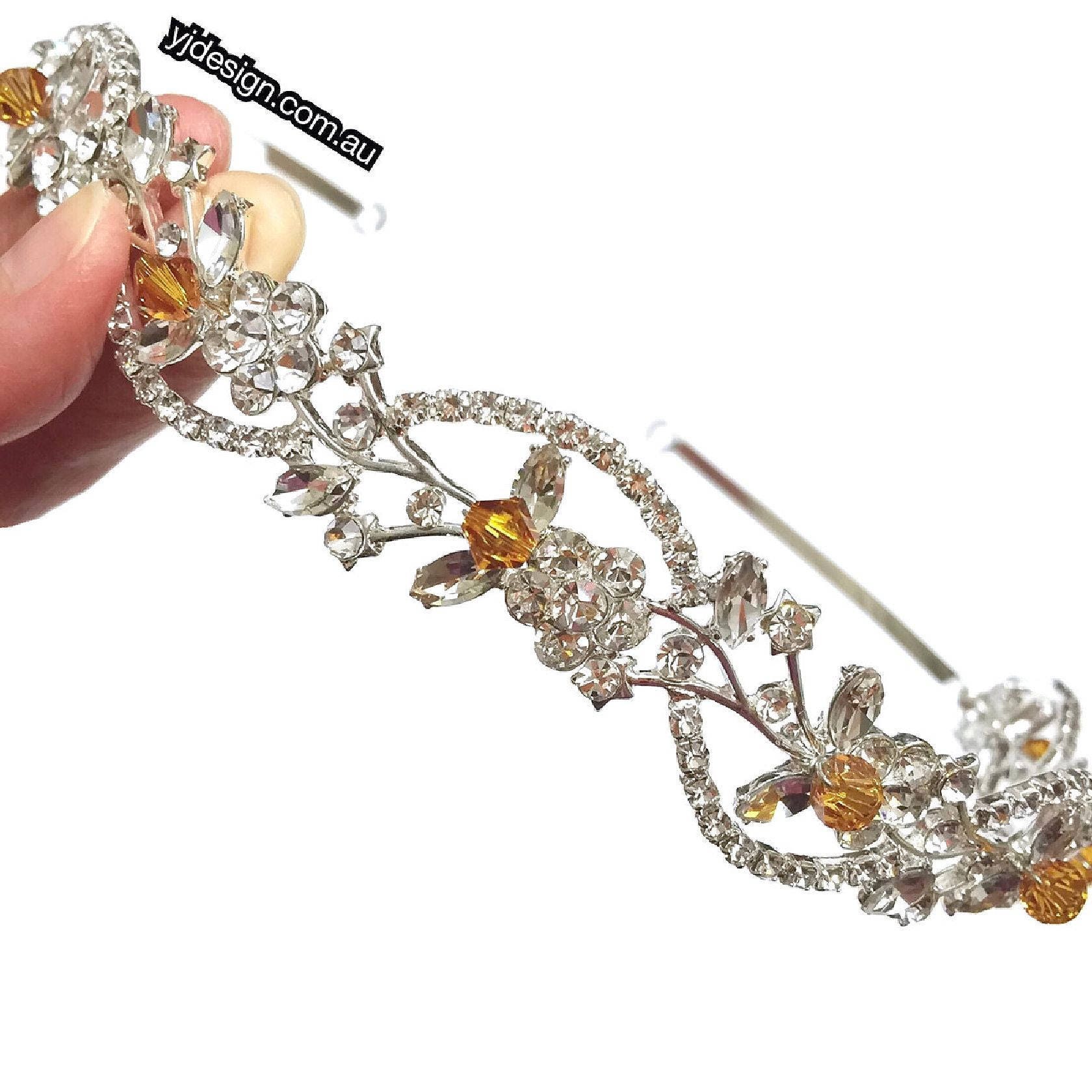 Crystal Bridal Tiara Vines Headpiece Bridal Halo Leaves