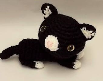 black and white cat soft toy