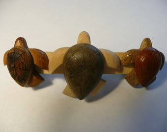 Large Sea Turtle Wooden Hair Barrette French Clip