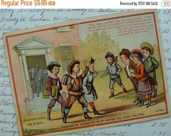 ONSALE Rare Antique Diamond Ink Trading Card with School Children