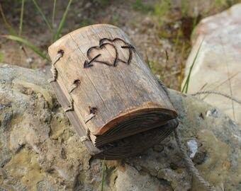 Rustic wood journal small wedding guest book with heart