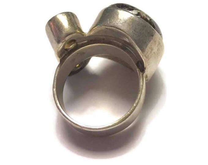 Ocean Jasper Citrine Topaz Ring Sterling Silver Modernist Signed Aryo Size 6
