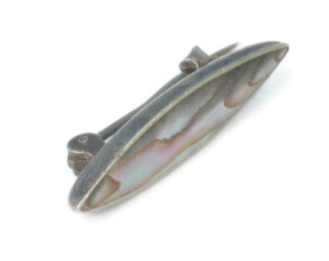 Edwardian Beauty or Lingerie Pin Sterling and Abalone Shell Tiny Size