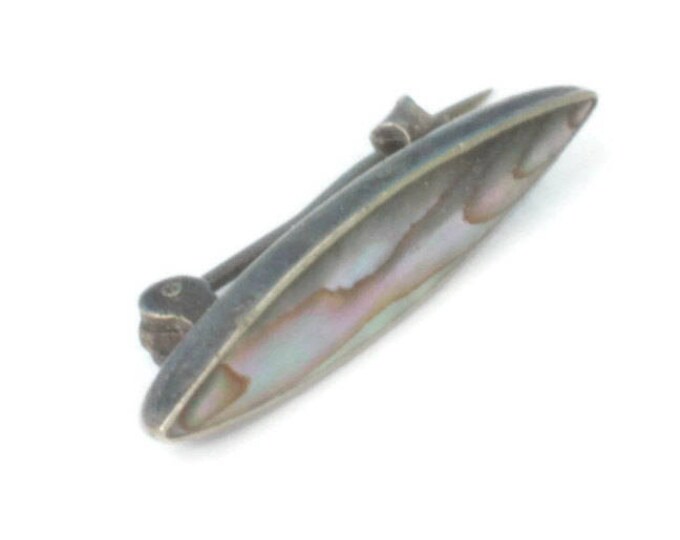 Edwardian Beauty or Lingerie Pin Sterling and Abalone Shell Tiny Size