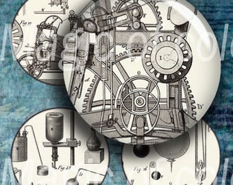 Vintage Science - 63 1 Inch Circle JPG images - Digital Collage Sheet