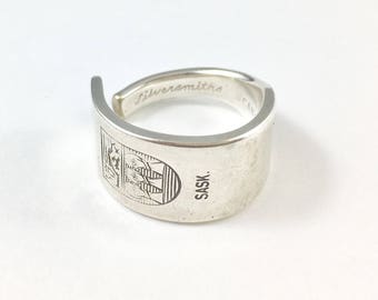Saskatchewan Ring, Spoon Ring, Spoon Jewelry, Canadian Jewelry, Canada Spoon Ring, Saskatchewan Spoon, Silver Spoon Ring, Saskatchewan gift