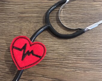 Interchangeable Stethoscope ID Tag - EKG Heart Stethoscope ID Tag - Nurse Stethoscope - Feltie Stethoscope Id tag