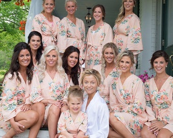 Premium Blush Dreamy Angel Song Bridesmaids Robes - Soft Rayon Fabric - Better Design - Perfect as getting ready robes