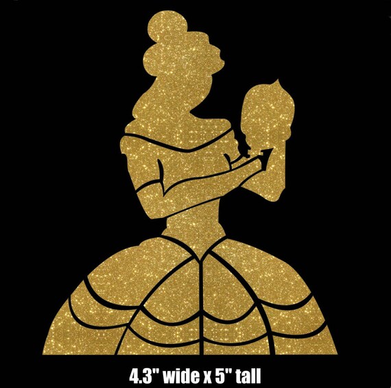 Belle silhouette iron on glitter Disney transfer Beauty and