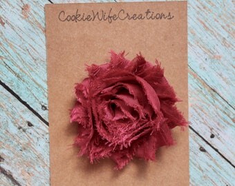 Shabby Cranberry Red Flower Hair Clip