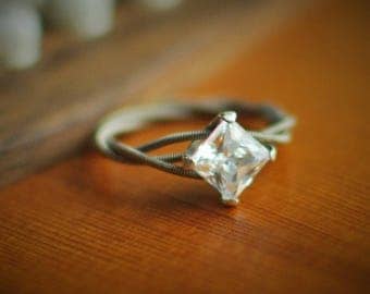 hammered flat bass guitar string ring wedding band hammered hammered flat bass guitar string ring wedding band hammered