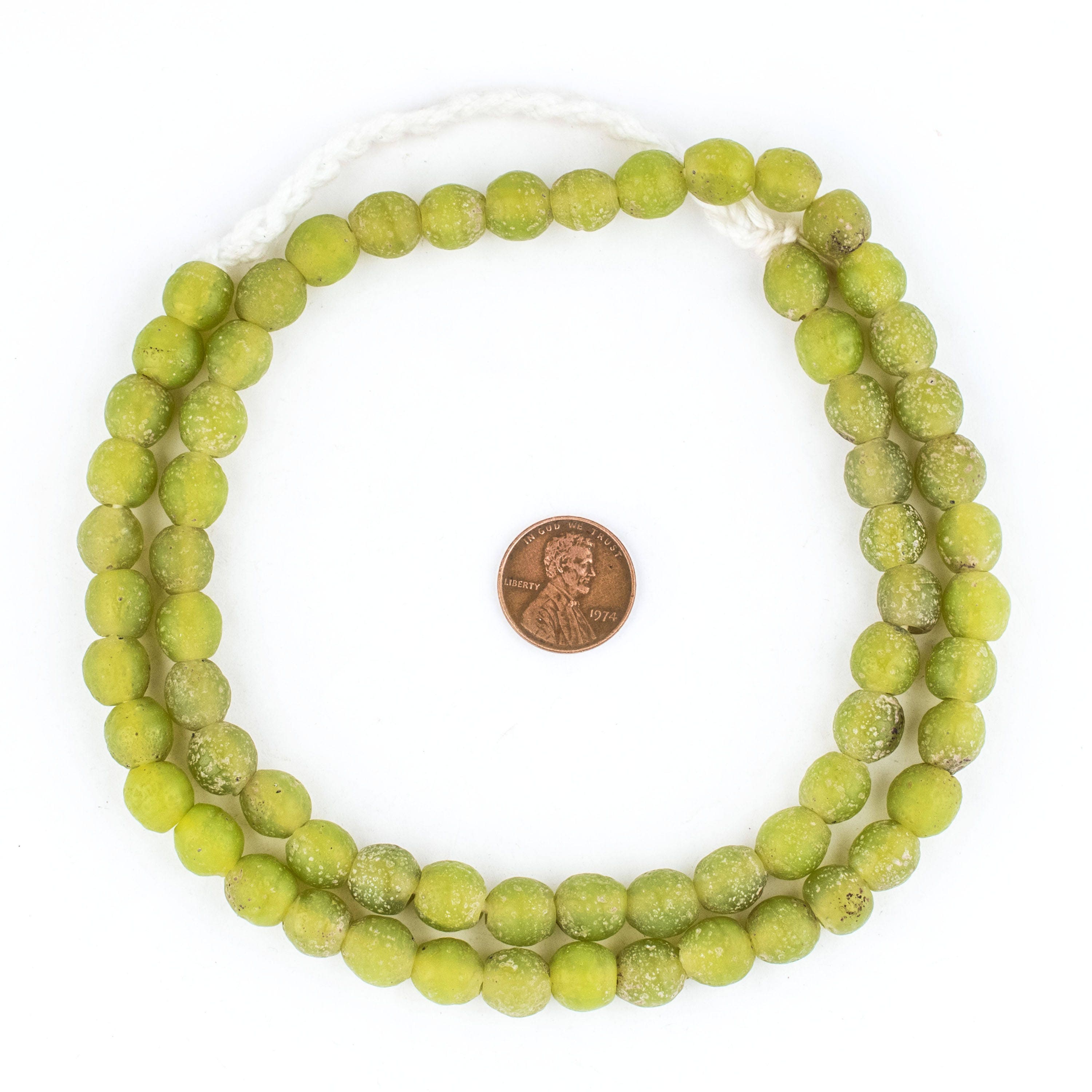 65 Lime Green Ancient Style Java Glass Beads Indonesian Beads Textured