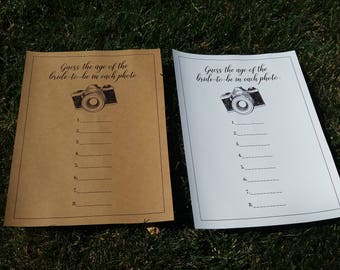 Guess the Brides Age,Bridal Shower,Shower Activity,How Old Was She,How Old Was the Bride,Bride Age Game,Bride-To-Be Age,Guess the Age,Game