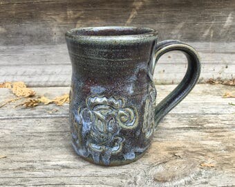 Blue Stoneware Mug With Imprint