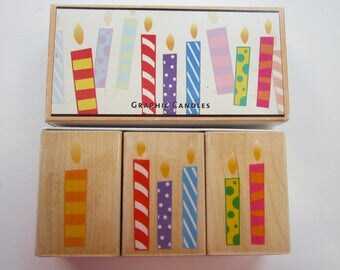 3 rubber stamps - HERO ARTS Graphic Candles - birthday candles - circa 2004